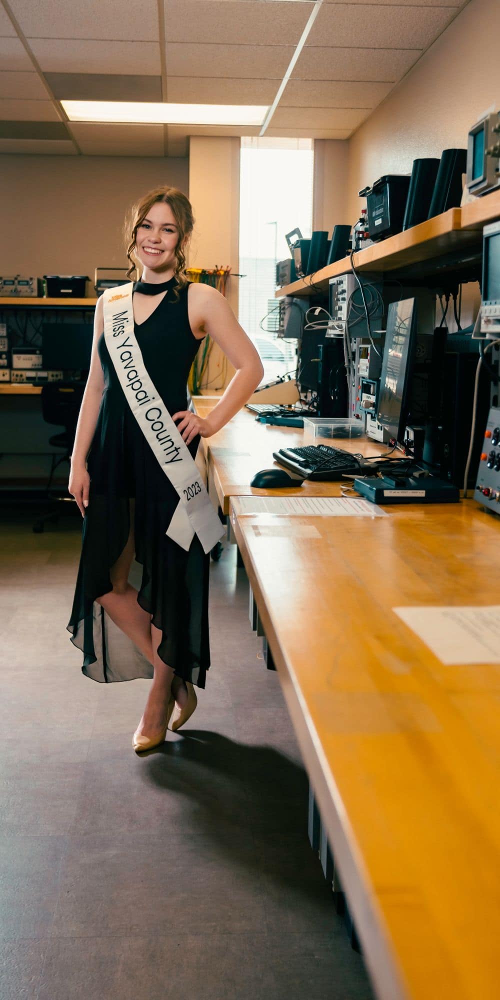 Electrical Engineering major Molly Ruley ('26) in Embry-Riddle's King Engineering building. (Photo: Embry-Riddle / Connor McShane)