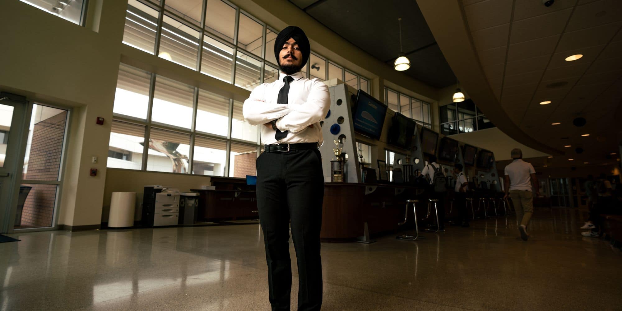Aerospace Engineering major Prabhsidak Singh ('25) at Embry‑Riddle's Daytona Beach Campus. (Photo: Embry‑Riddle / Joseph Harrison)