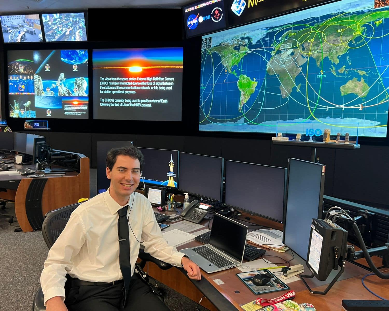Aerospace Engineering major Adam Moore (’24) at NASA Johnson Space Center during internship opportunity (Photo: Adam Moore) Aerospace Engineering major Adam Moore (’24) at NASA Johnson Space Center during internship opportunity (Photo: Adam Moore)