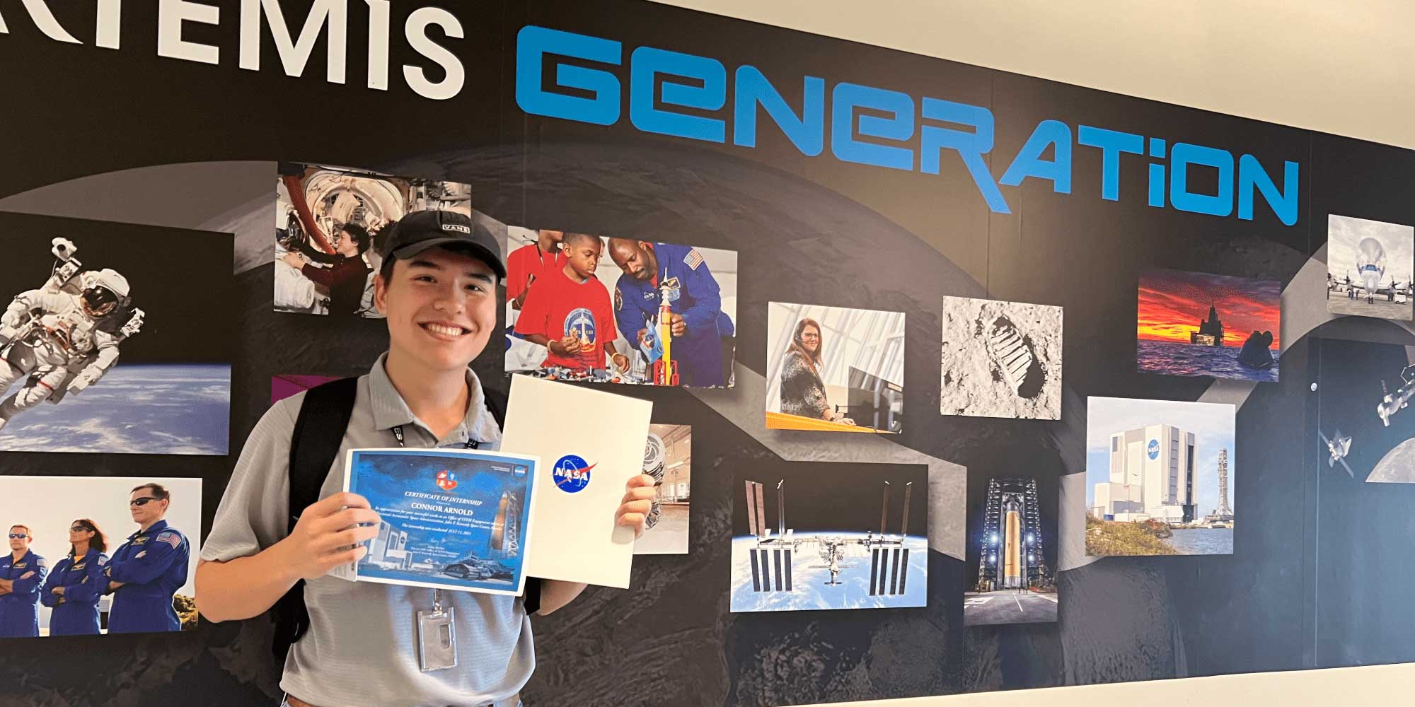 Embry‑Riddle Aerospace Engineering student Connor Arnold after Post-Internship Ceremony at NASA. (Photo: Connor Arnold)