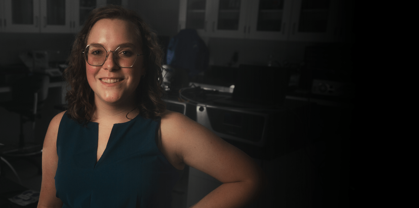 Megan in an on-campus lab.