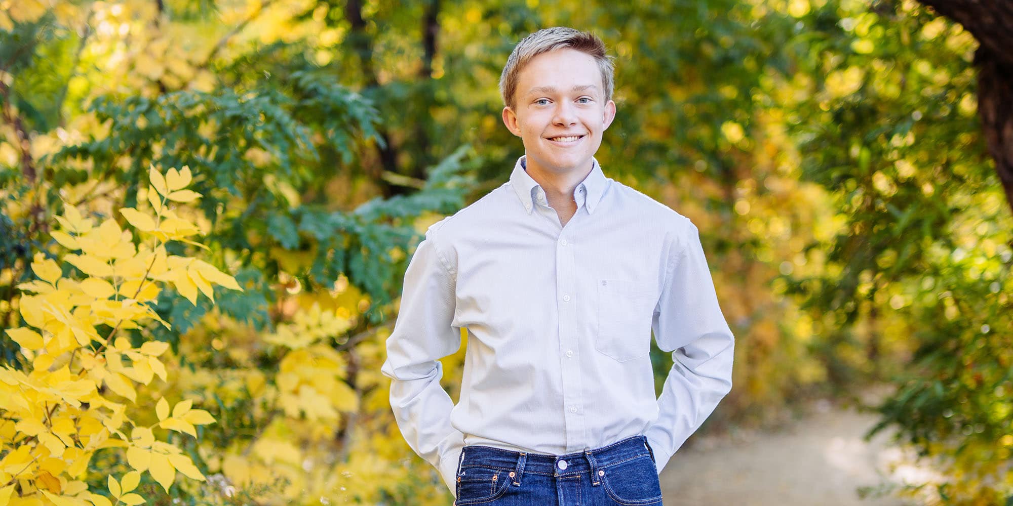 Aerospace Engineering major Cory Hoit, shown here on a forest path, is grateful for the lessons he learned in the American Rocketry Challenge.