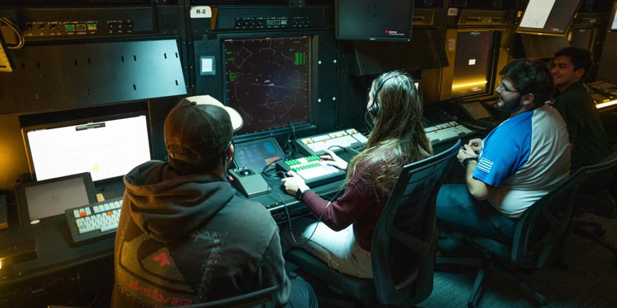 Embry‑Riddle Air Traffic Management students gain hands-on experience in the ATM TRacon and tower labs on the Daytona Beach Campus. (Photo: Embry‑Riddle / Bill Fredette-Huffman)