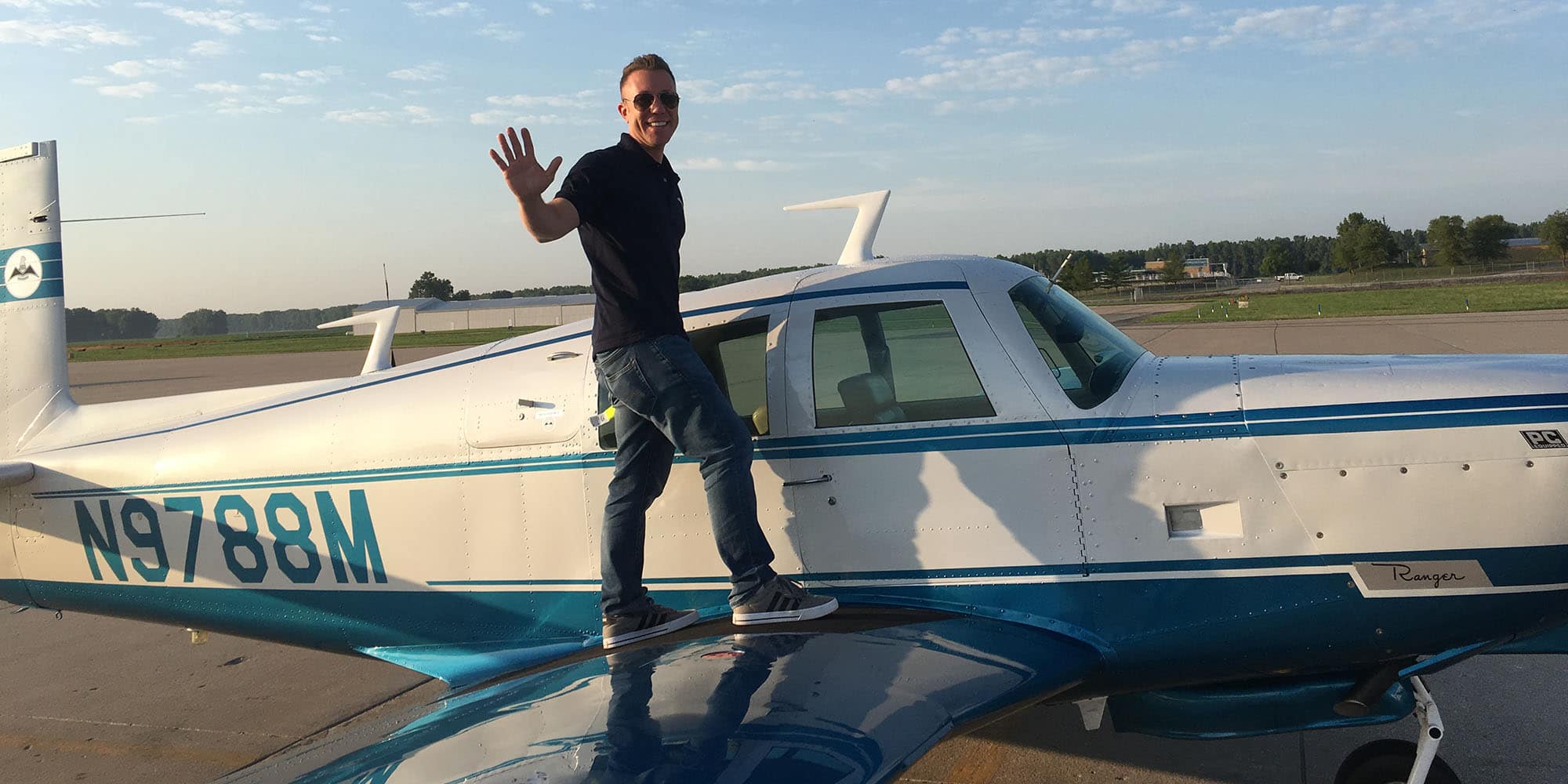 Retiring Space Force veteran and B.S. in Aeronautics graduate Matthew Henkel, on the wing of his Mooney M-20C, is ready to launch a new career as a professional pilot. (Photo: Matt Henkel)