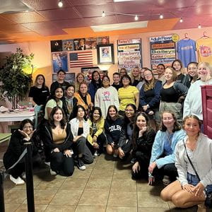 In addition to their work in class, on campus and in the community, SWE members also know how to enjoy themselves as they do here during a recent Ice Cream and Karaoke event.
