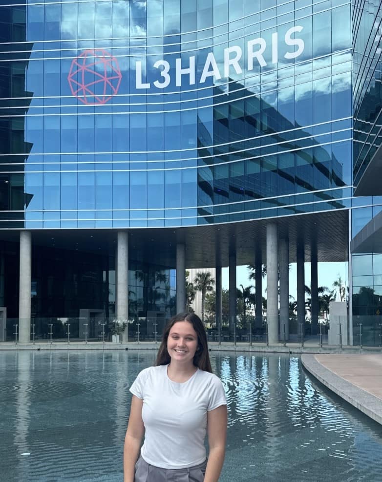 Mechanical Engineering major and SWE member Ashley Cathon on the L3 Harris campus, where she worked as an intern during the summer of 2024.