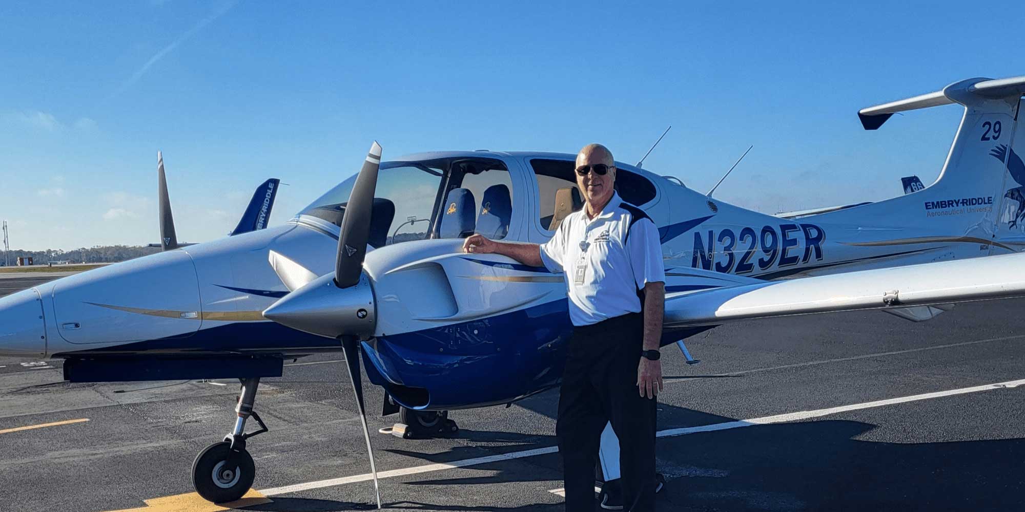 Ivan Grau instructs students on piloting aircraft at Embry‑Riddle's Daytona Beach Campus. (Photo: Ivan Grau)