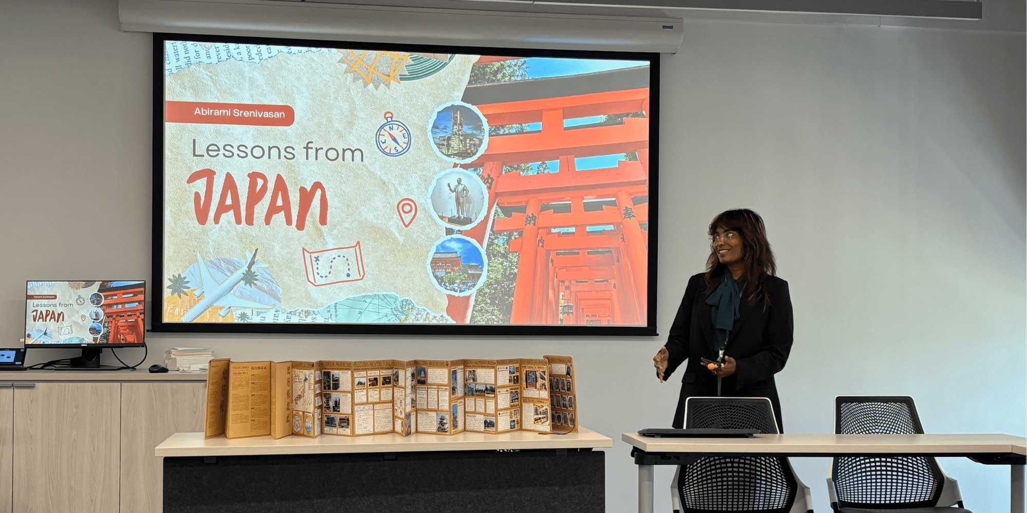 Abirami Srenivasan (‘27) presents her Kikochō at the Florida Lessons from Abroad Conference (Photo: Sue Macchiarella)