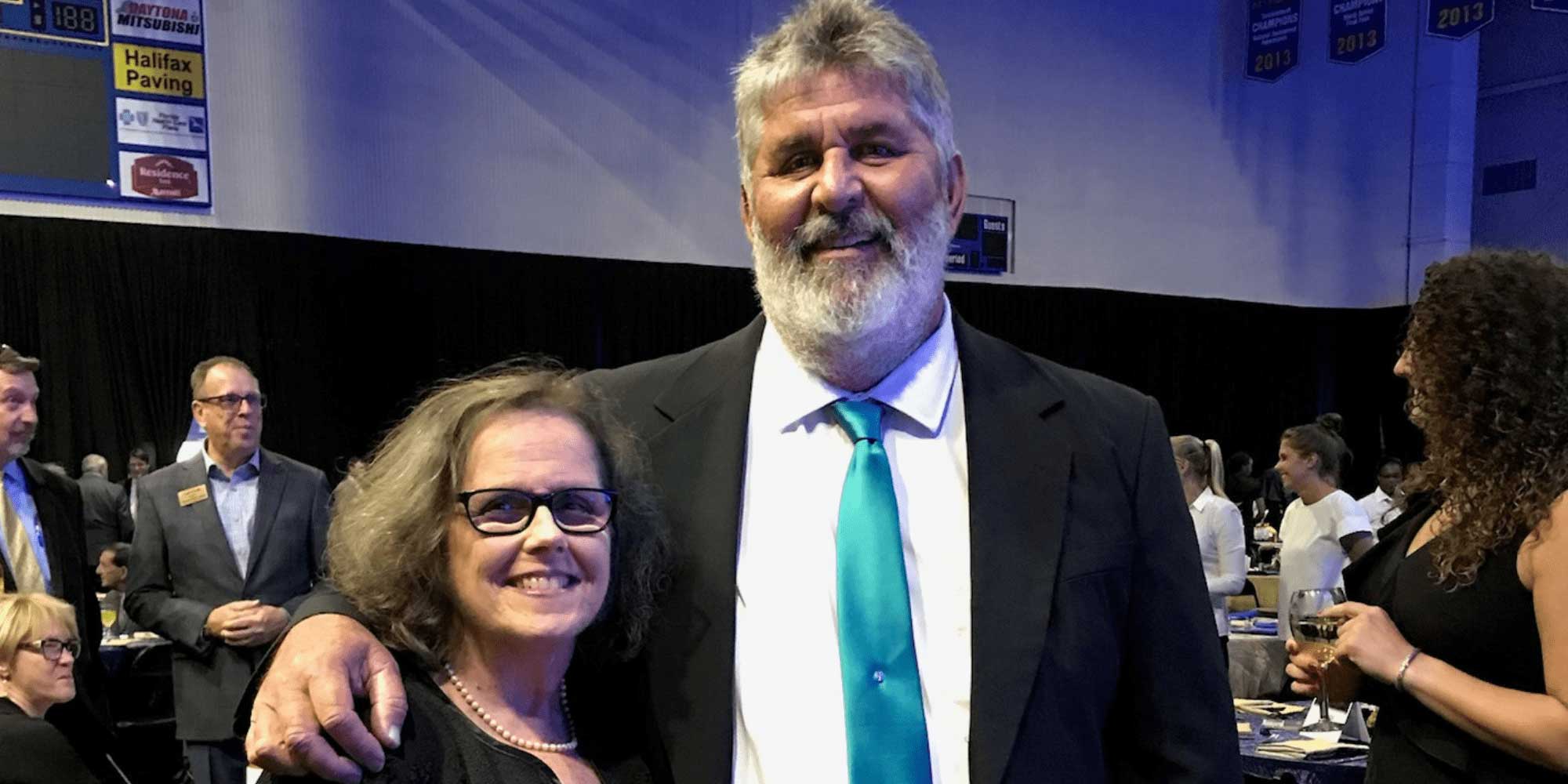 Dean and Debbie on campus