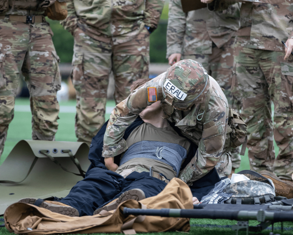 Barrett and other Air Assault School trainees after completing a 100-foot rappel from a helicopter. (Photo: Barrett Cutshall) 