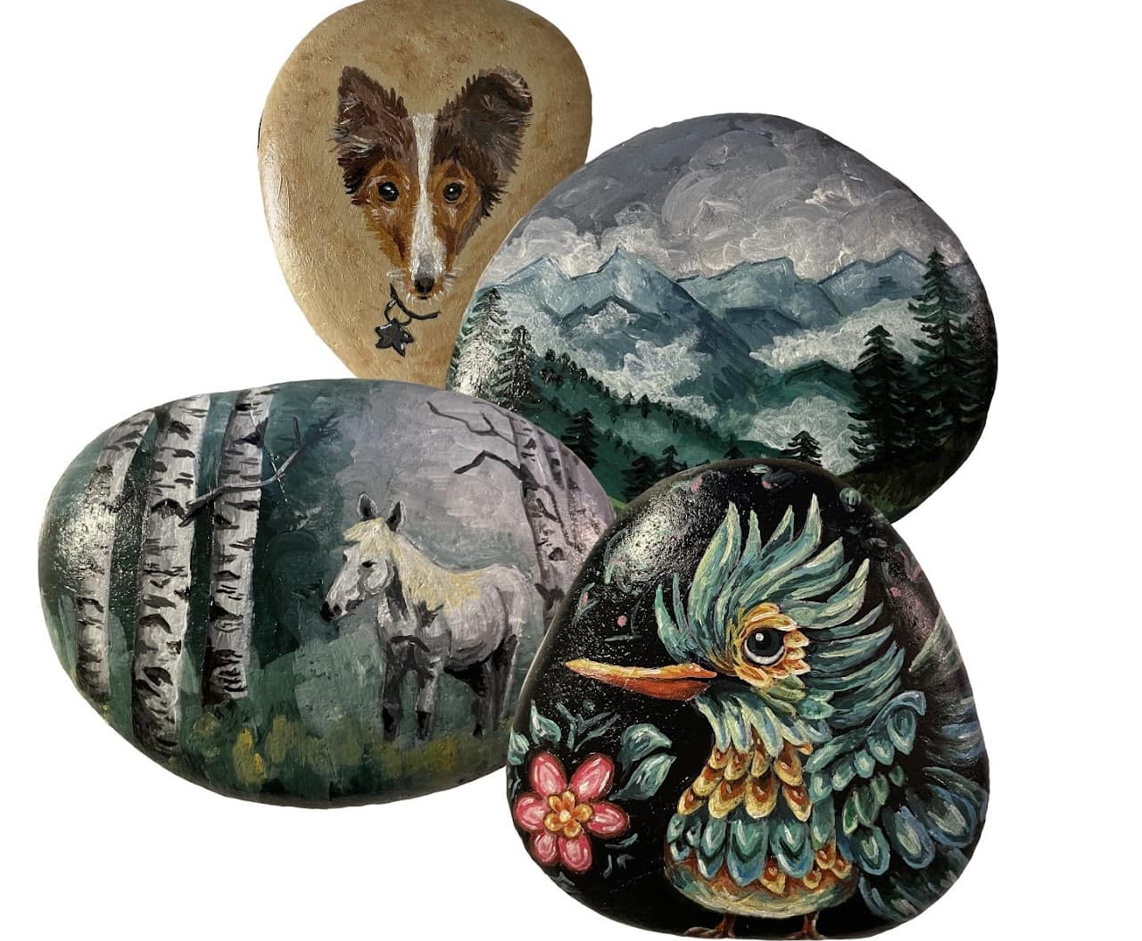 Davidoff's art and paintings on rocks.