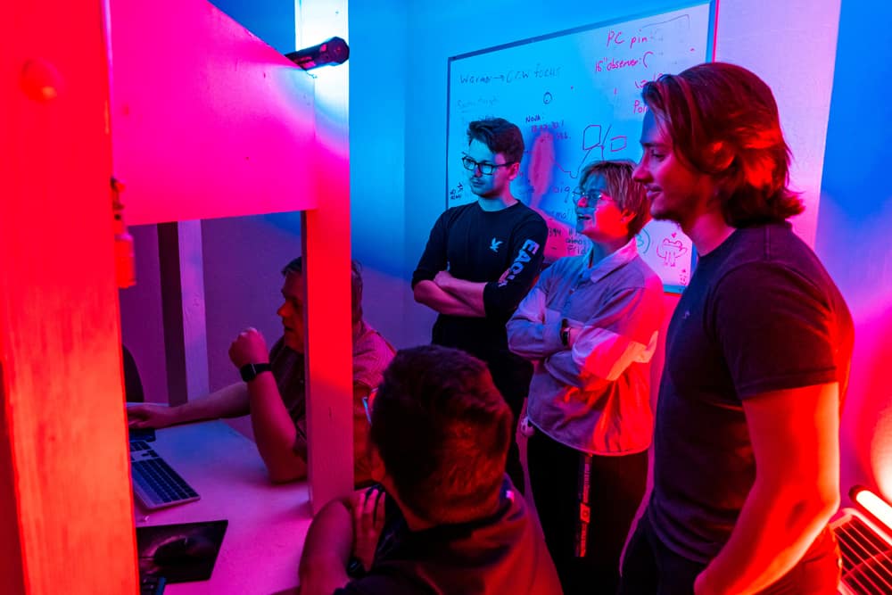 Astronomy students gather in the Prescott Observatory Complex, exploring space, in search of the next discovery. (Photo by: Connor McShane).