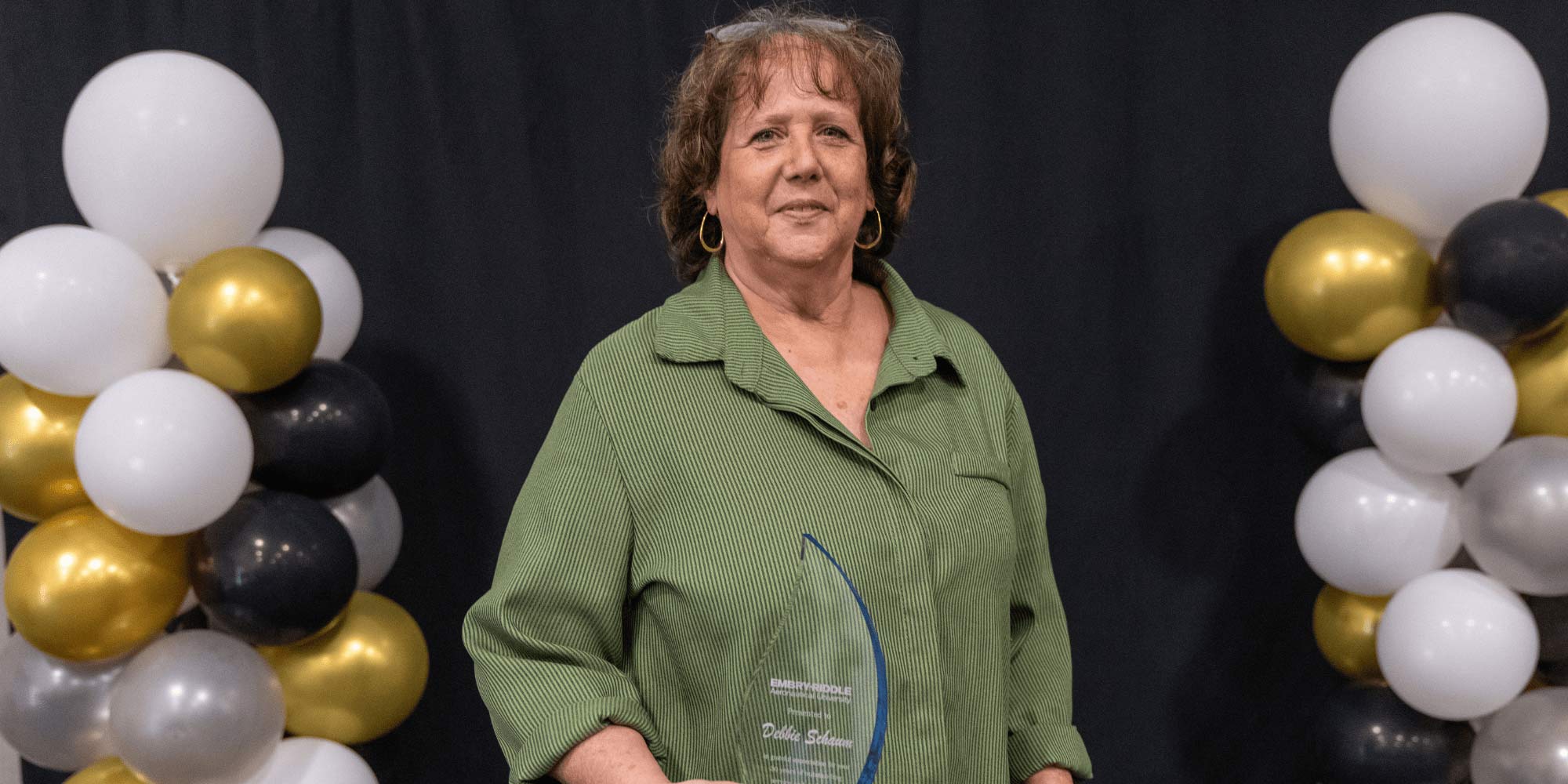 Debbie Schaum, recognized for 30 years of service at Embry‑Riddle Aeronautical University. (Photo: David Massey)