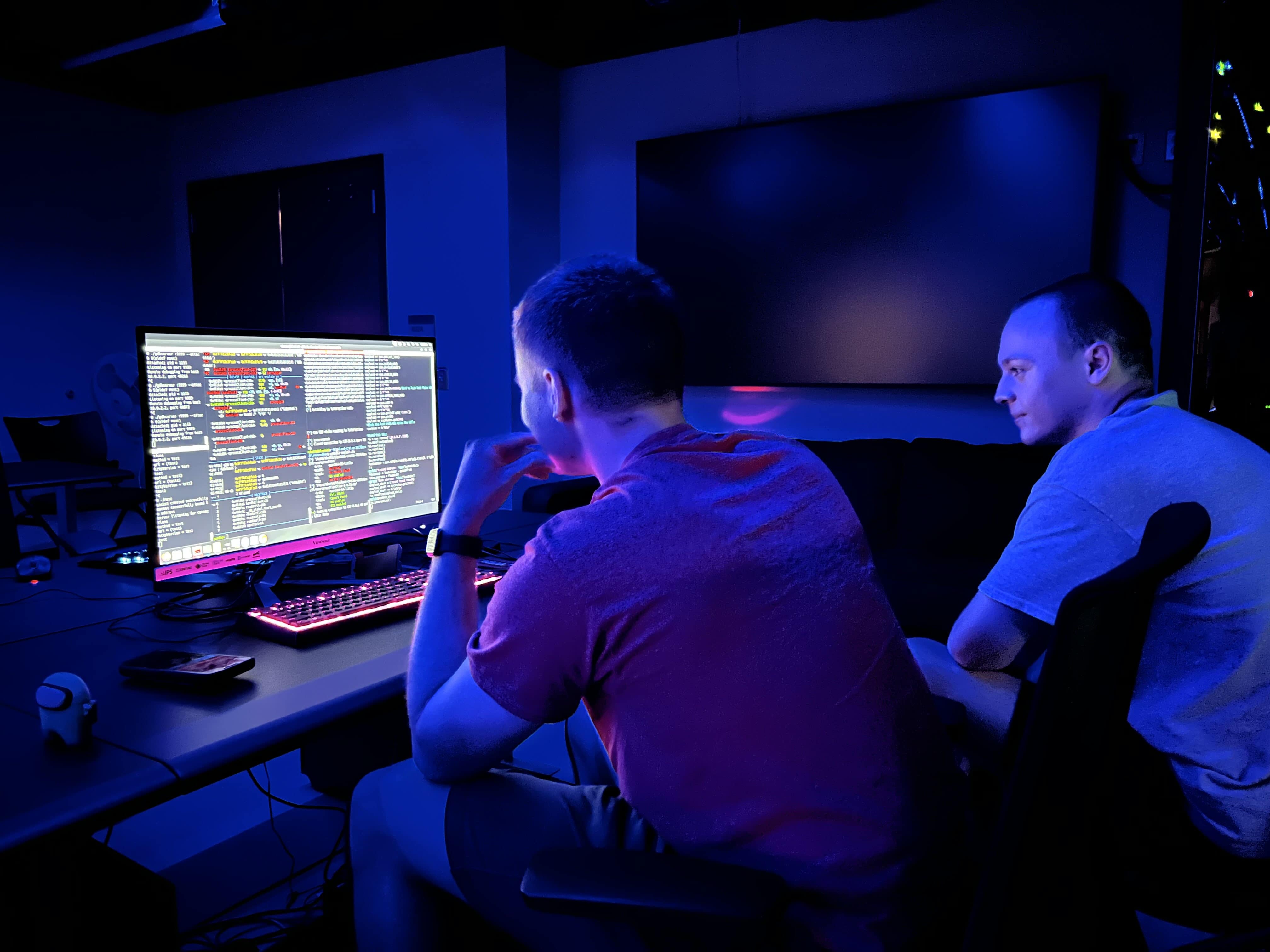 Scott working on a cyber warfare project in the Naval Academy’s Hopper Hall War Room (Photo: Scott Nicholson)