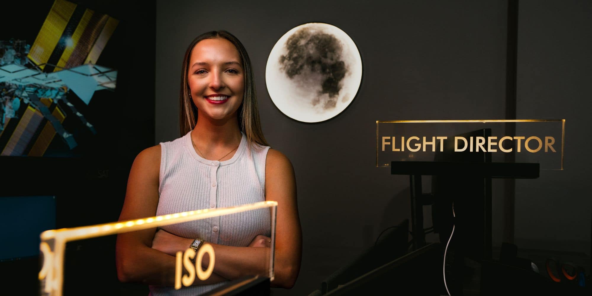 Sumer Hernandez, a B.S. in Space Operations student and SpaceX intern, stands ready to launch her future in space exploration. (Photo: Joey Harrison)
