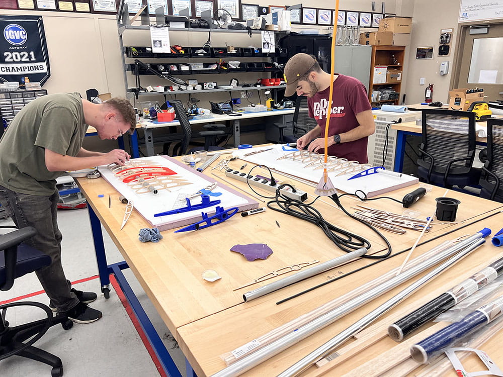 Embry-Riddle students work on constructing wing sections
