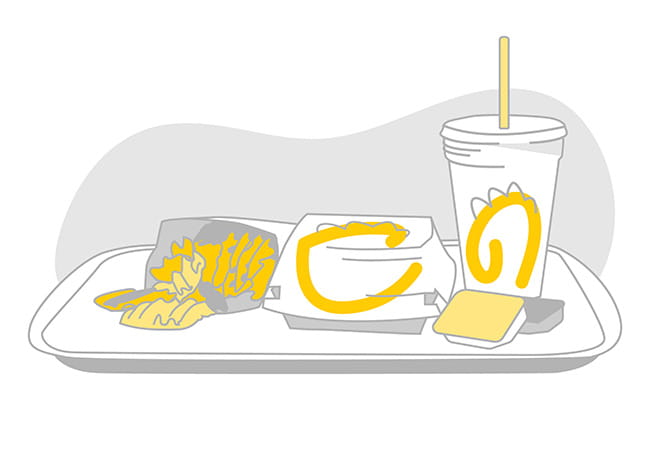 Illustration of fast food on a tray