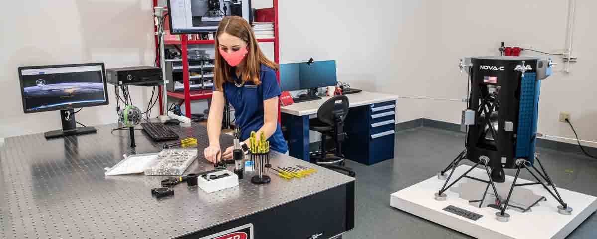 woman works on research