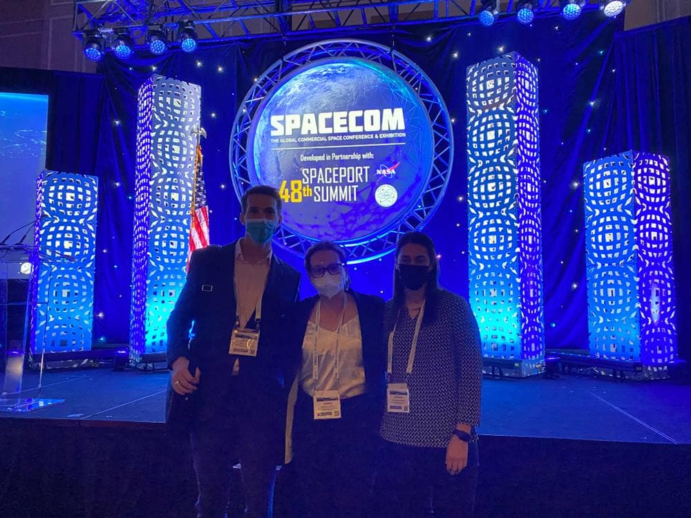 Ryan Kirby, Sophia Gustely and Adriana Ordoñez at SpaceCom.