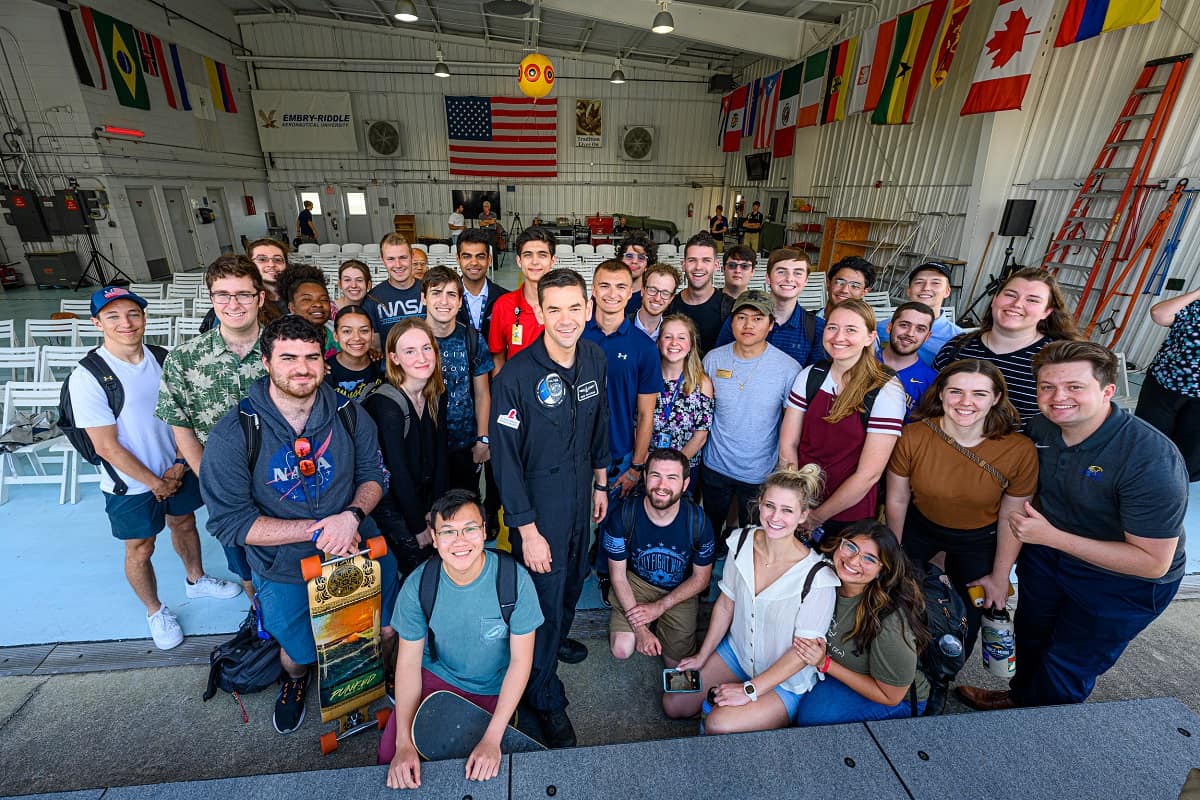 Embry-Riddle students with Polaris Program Commander Jared Isaacman.