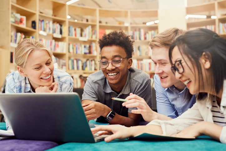 Students in library