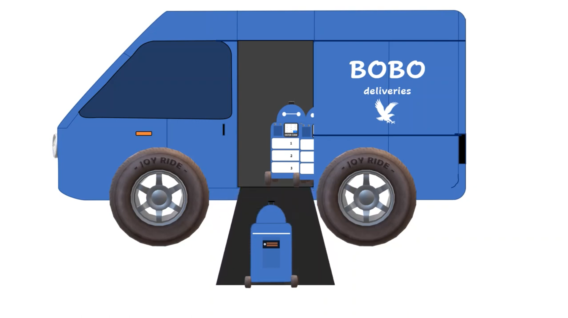 Illustration of autonomous delivery robot named Bobo.