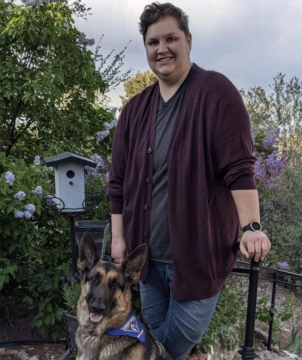Rebekah Francis with her dog.