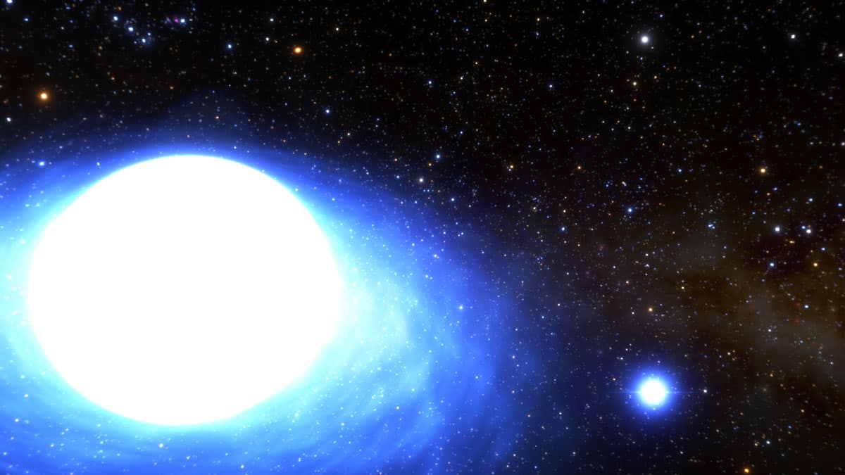 Binary star system in space.