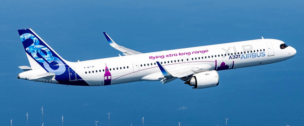 Airbus flies in the air.