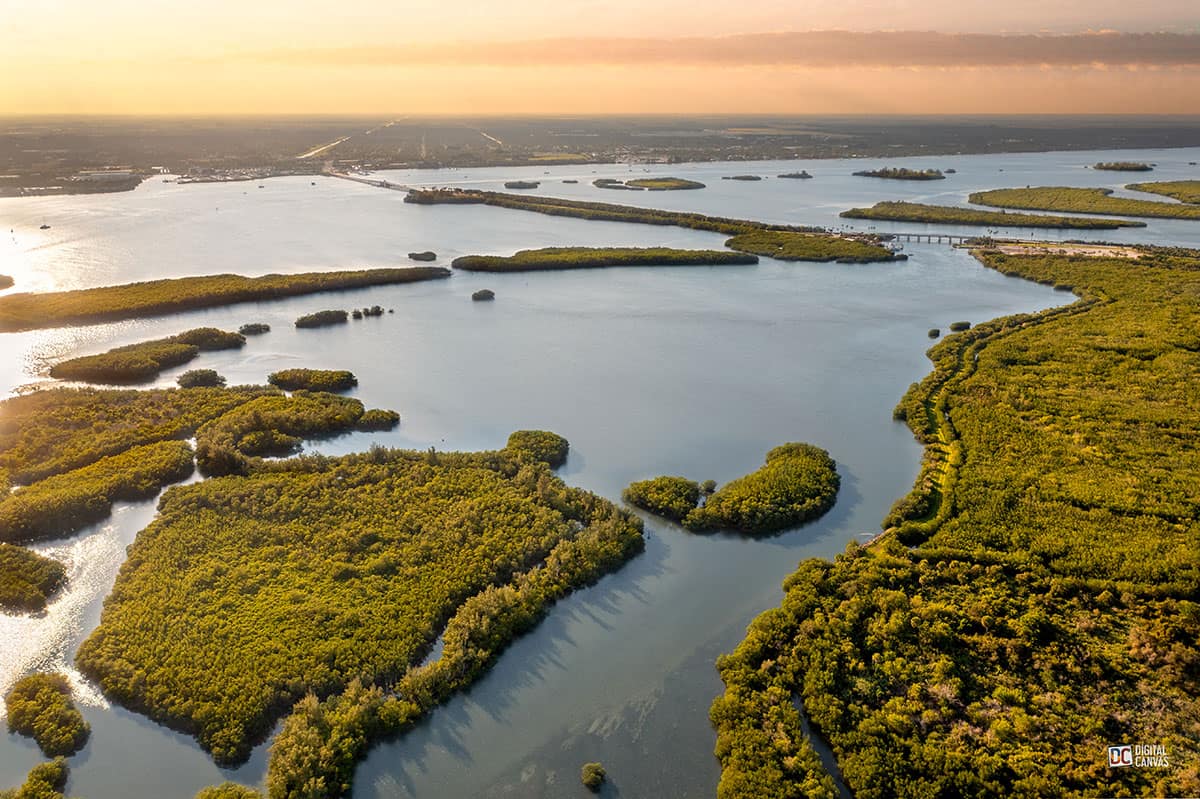 Aerial view of Indian River Lagoon