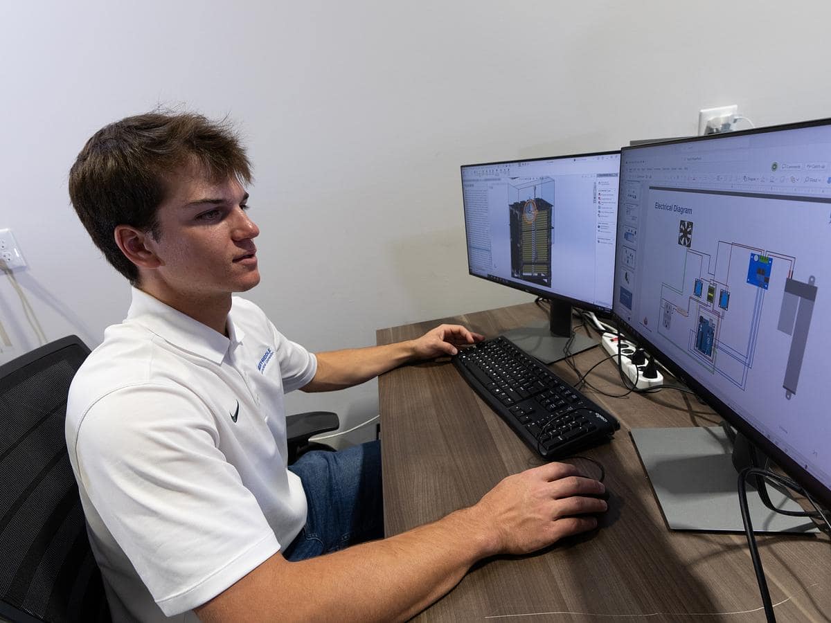 Spencer Marinac works on CAD designs. (Photo: Embry-Riddle/David Massey)