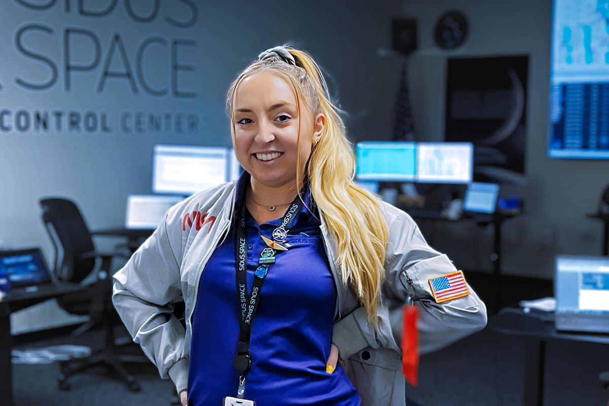 Christine Portanova says that the creator of the “SpongeBob SquarePants” cartoon series was her “biggest source of inspiration” in pursuing two master’s degrees simultaneously from Embry‑Riddle. (Photo: Sidus Space)