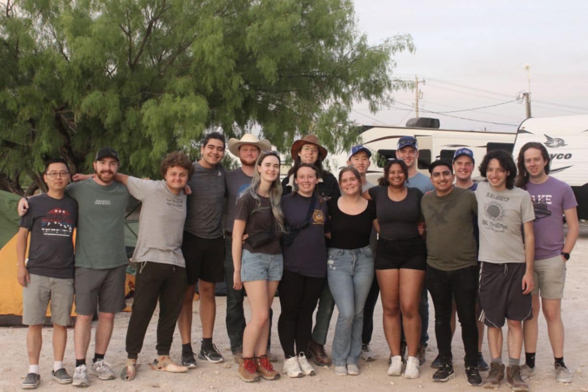 Embry‑Riddle’s Nationwide Eclipse Ballooning Project (NEBP) team, pictured here, launched a weather balloon earlier this year that was meant to gather data during a total solar eclipse. (Photo: Chloe Reed)