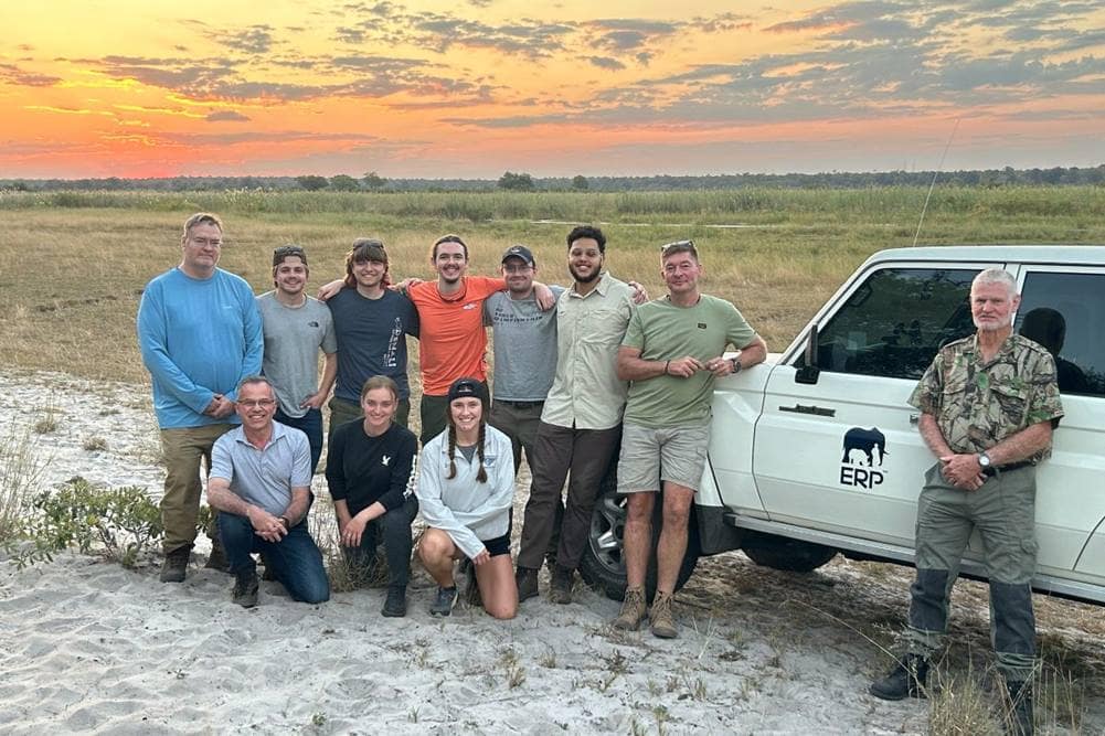 Back row: Dr. Elliott Bryner, Zach Garcia, Gabe Corneaux, Isaiah Viedmark, Duncan Shour, Gabo Ledezma, Tinus Hansen, Faan Oosthuizen. Front row: Walter van den Heever, Olivia Wood, Katie Rolle (Photo: Dr. Elliott Bryner)
