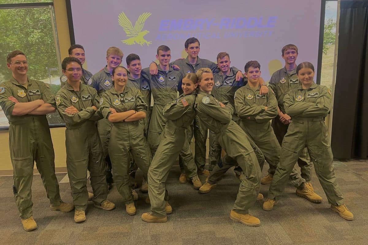 Air Force Junior ROTC cadets pose in celebration at the July 26 graduation event hosted at Embry‑Riddle’s Prescott Campus. (Photo: Embry‑Riddle/Magdalena Kokenge)