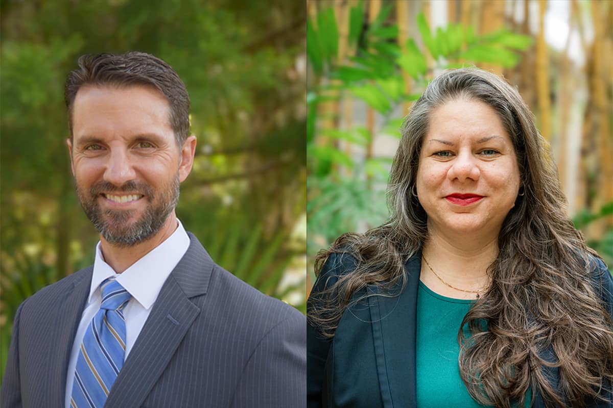 Retired Air Force Col. W.R. Alan Dayton (left) has been named Associate Vice President for Student Success at the Daytona Beach Campus. Theresa Crichfield, Ed.D, has been named Dean of Students for the Daytona Beach Campus.