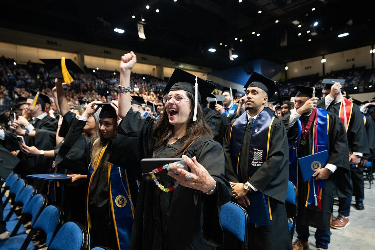Embry-Riddle graduates from the Fall 2024 class walked the stage at commencement ceremonies this past week. A total of 721 students received their degrees at the Daytona Beach Campus event in Florida, while 192 graduates were awarded their diplomas at the Prescott Campus ceremony in Arizona. (Photos: Embry-Riddle David Massey and Wilson Van Ness)