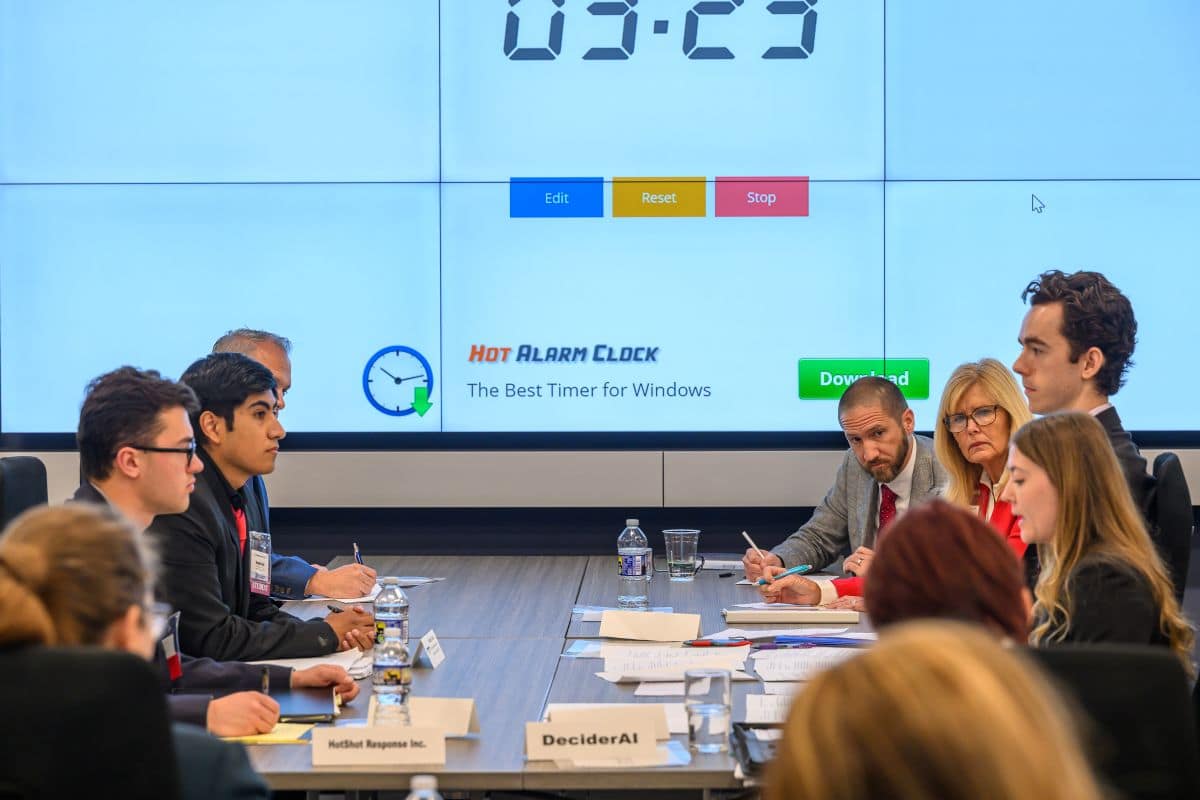 Embry‑Riddle students Konnor Barnes and Michael Tellez participate in the Lockheed Martin Ethics in Engineering Competition, where they secured a top-four finish among 67 teams. (Photo: John Gervasi/PhotoArts, LLC)