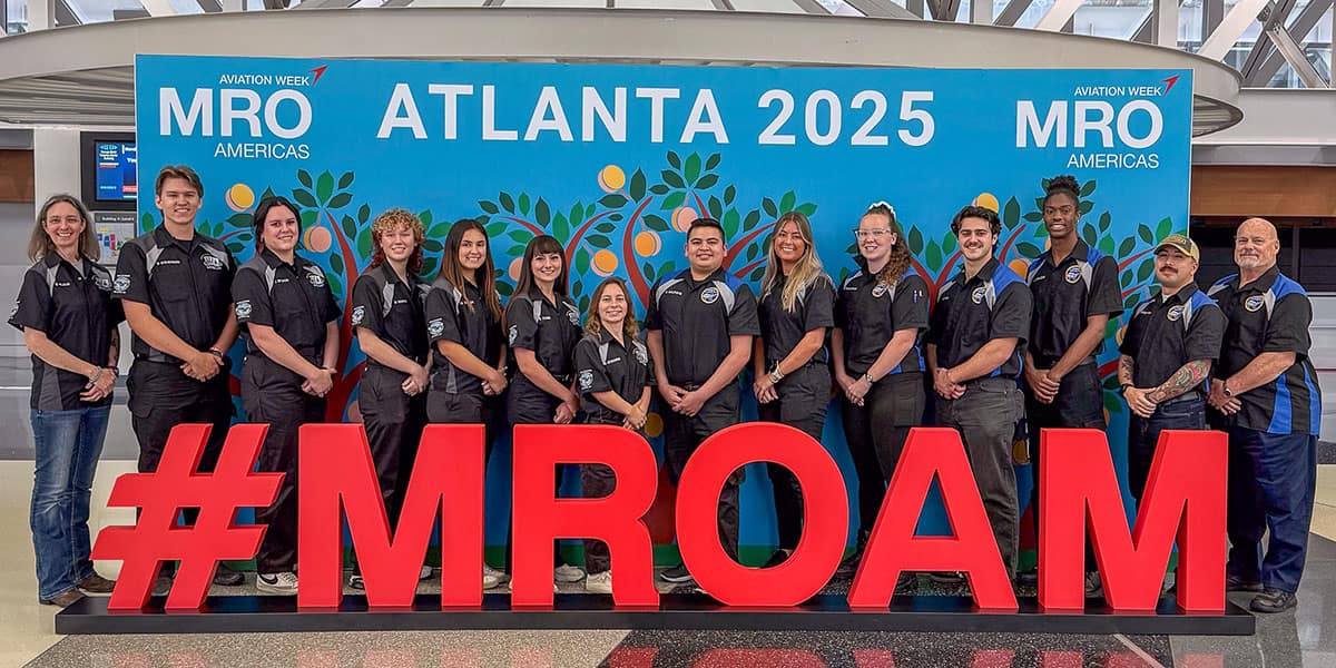 Two Embry‑Riddle student teams finished in the top 10 among 41 teams competing in the Schools Category at the 2025 Aerospace Maintenance Competition. (Photo: Embry‑Riddle/Enrique Cardenas)