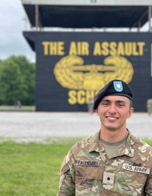 Cadet Jackson Faulkner completed the course at Fort Campbell, Kentucky, which is home to the 101st Airborne Division. (Embry‑Riddle/Army ROTC)
