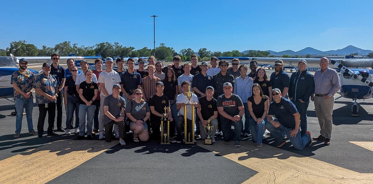 Embry‑Riddle’s Golden Eagles Flight Team clinched the national championship at the 2025 NIFA SAFECON competition. The Prescott Campus team bested 30 squads at the competition held at the Wittman Regional Airport in Oshkosh, Wisconsin. (Photo: Embry‑Riddle/Ethan Michon)