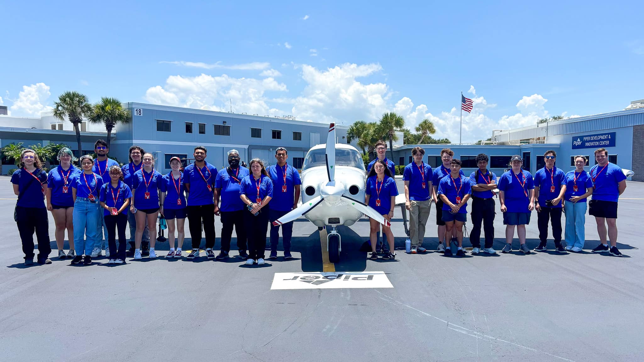 High school students from Volusia County, Florida, who participated in the SKY-CARE Internship Program, visit the Piper Aircraft Factory. (Photo: Embry‑Riddle)