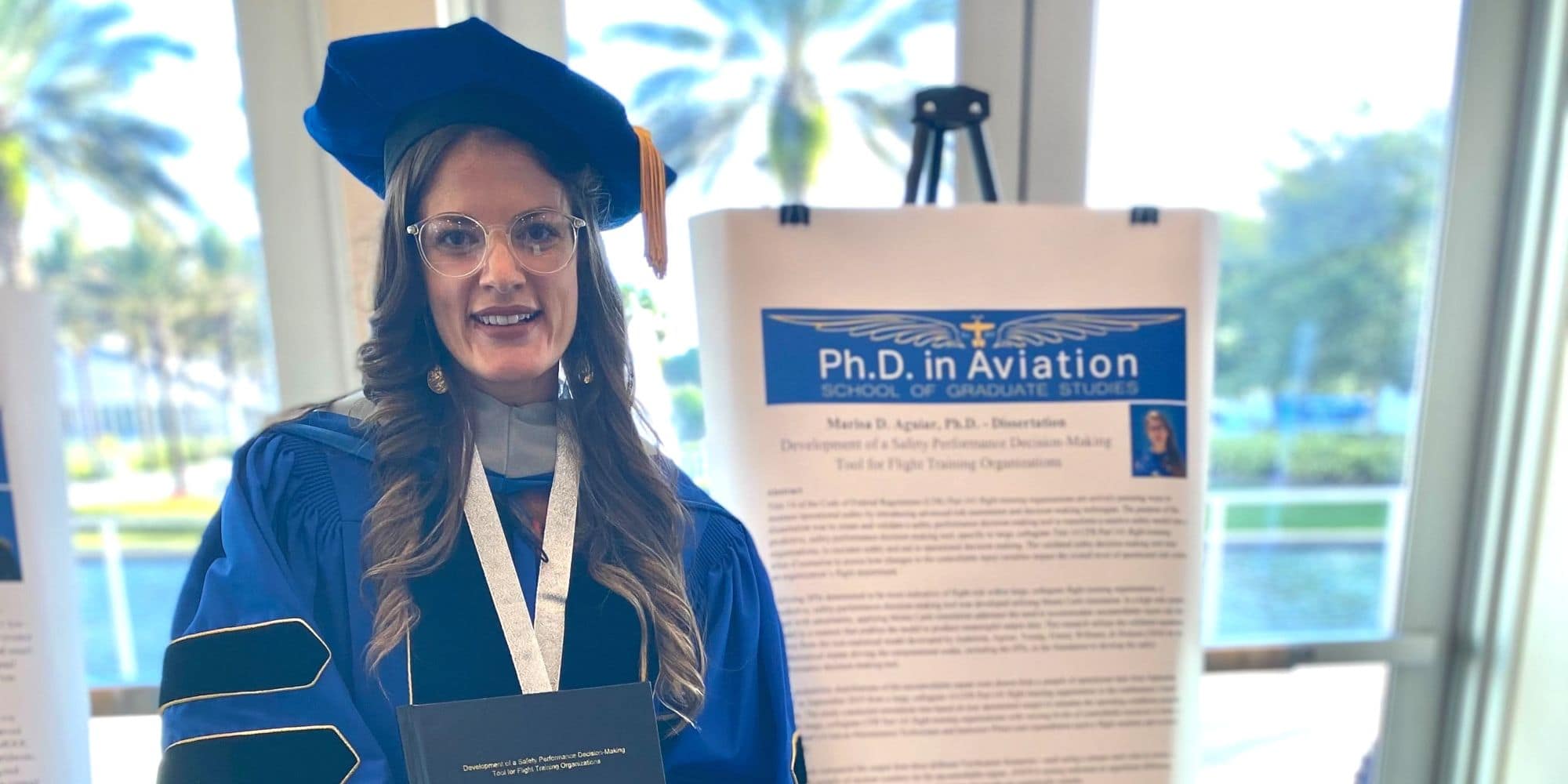 Marisa Aguiar shown here receiving her Ph.D. in Aviation in August 2021. (Photo: Marisa Aguiar)
