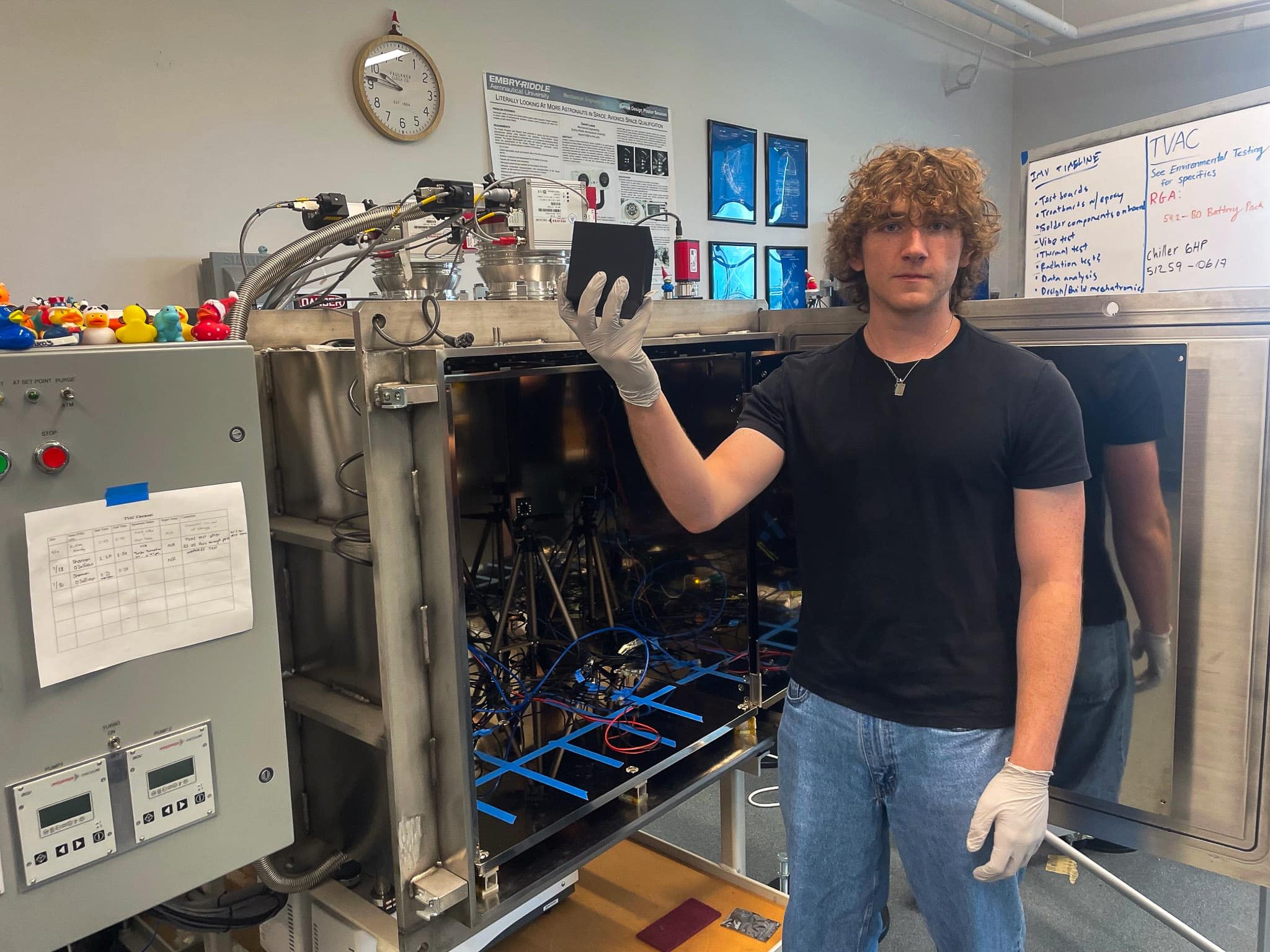 Embry-Riddle student Andrew Murphy in the lab