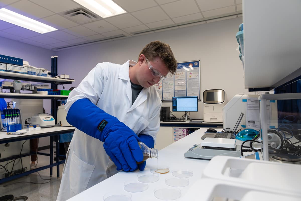 Embry-Riddle student Yegor Bushnev works in the SPACE lab.