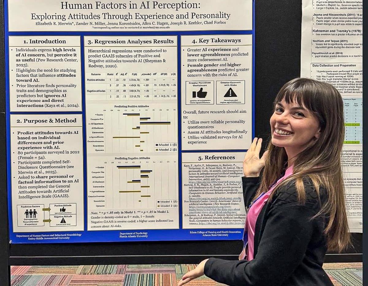 Human Factors Ph.D. student Elizabeth Merwin is researching how AI can be used in mental health. (Photo: Embry‑Riddle/Elizabeth Merwin) Ph.D student Elizabeth Merwin
