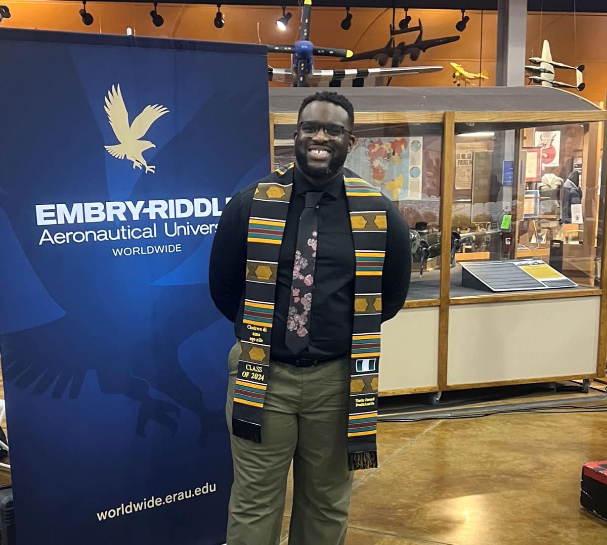 Student veteran Fitzgerald Ihekwoaba at Embry-Riddle’s Worldwide Campus.