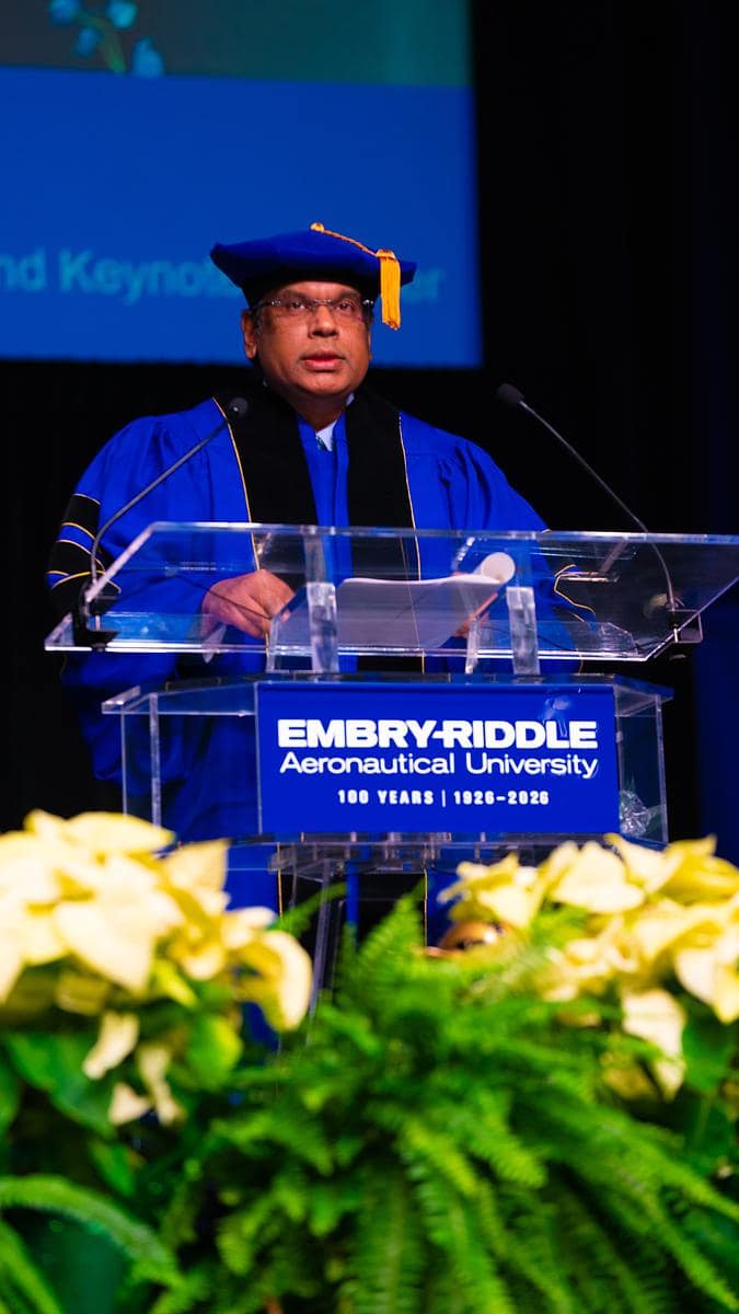 Patrick Odone speaking at commencement ceremony,