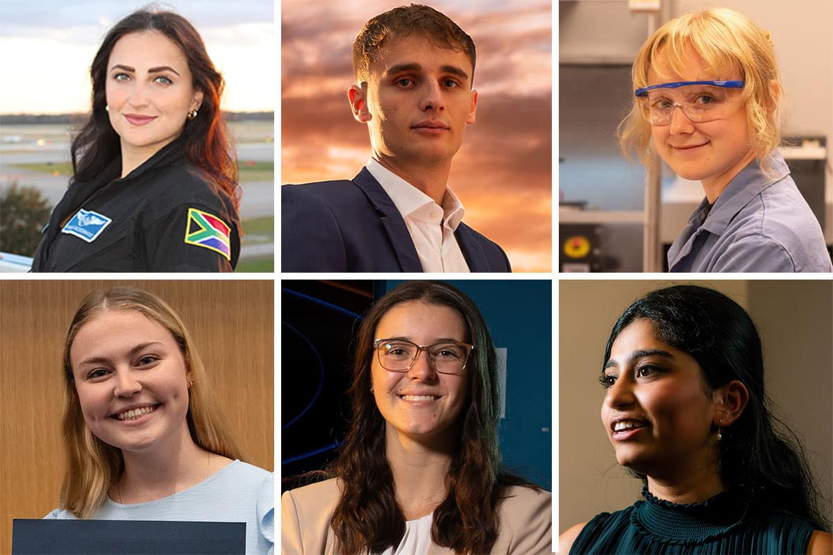 Embry-Riddle students Daniella Bezuidenhout, Emanuele Bossi, Natalie Brattain, Skylar Butler, Grace Gratton and Spoorti Nanjamma were named to the Aviation Week Network 20 Twenties Class of 2026.