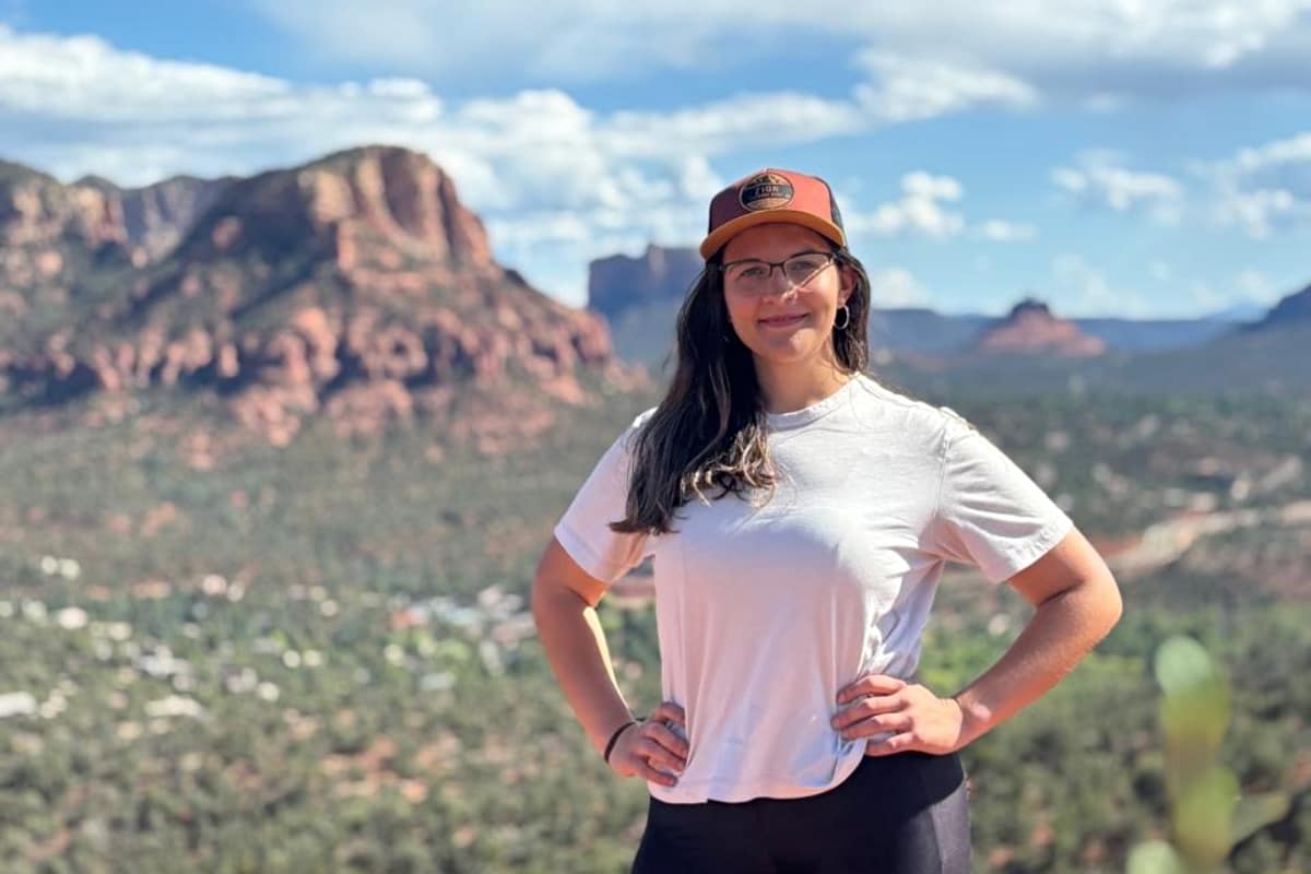 Katharina Pflüger stands in Sedona, Arizona.